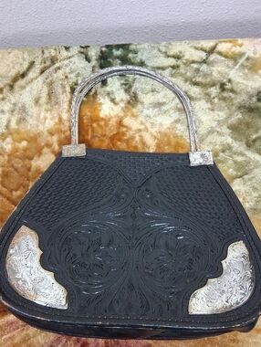 Sybil's Collection Black Handbag with Silver Accents -